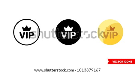 
Vip icon of 3 types: color, black and white, outline. Isolated vector sign symbol.