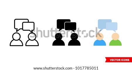Talk icon of 3 types: color, black and white, outline. Isolated vector sign symbol.