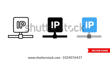 IP icon of 3 types: color, black and white, outline. Isolated vector sign symbol.