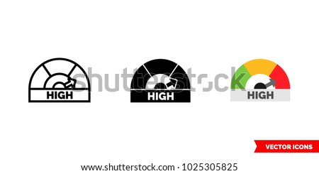 High icon of 3 types: color, black and white, outline. Isolated vector sign symbol.