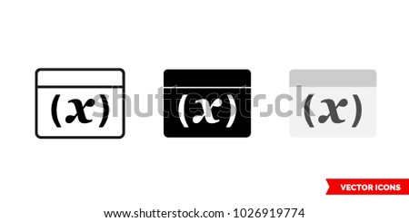 Variable symbol icon of 3 types: color, black and white, outline. Isolated vector sign symbol.