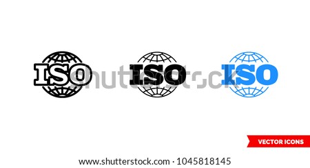 ISO icon of 3 types: color, black and white, outline. Isolated vector sign symbol.