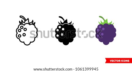 Blackberry icon of 3 types: color, black and white, outline. Isolated vector sign symbol.