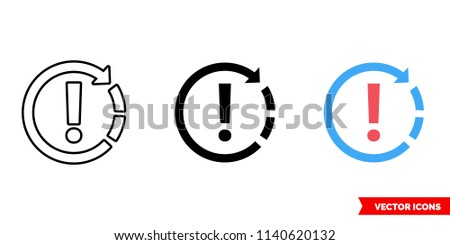 Recurring appointment exception icon of 3 types: color, black and white, outline. Isolated vector sign symbol.