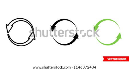 Update left rotation icon of 3 types: color, black and white, outline. Isolated vector sign symbol.
