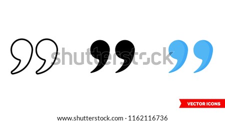 Get quote icon of 3 types: color, black and white, outline. Isolated vector sign symbol.