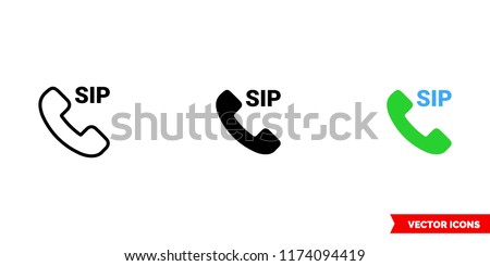 Sip dialer icon of 3 types: color, black and white, outline. Isolated vector sign symbol.