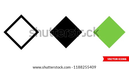 Rhombus icon of 3 types: color, black and white, outline. Isolated vector sign symbol.