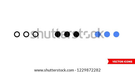 Ellipsis icon of 3 types: color, black and white, outline. Isolated vector sign symbol.