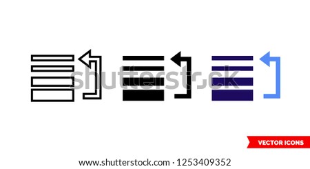 Reorder icon of 3 types: color, black and white, outline. Isolated vector sign symbol.