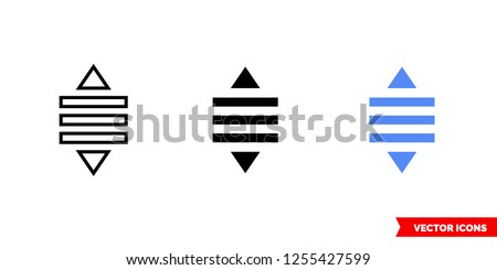 Drag reorder icon of 3 types: color, black and white, outline. Isolated vector sign symbol.