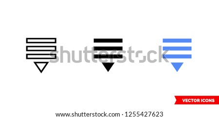 Pull down icon of 3 types: color, black and white, outline. Isolated vector sign symbol.