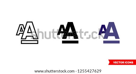 Font style formatting icon of 3 types: color, black and white, outline. Isolated vector sign symbol.
