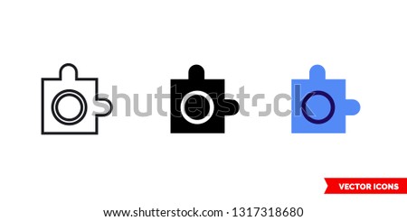 Camera addon icon of 3 types: color, black and white, outline. Isolated vector sign symbol.