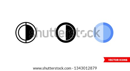 Half occupied icon of 3 types: color, black and white, outline. Isolated vector sign symbol.