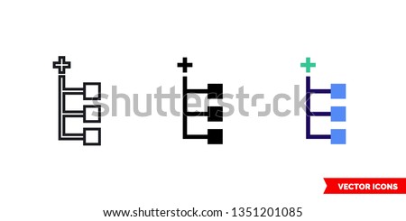 Add node icon of 3 types: color, black and white, outline. Isolated vector sign symbol.