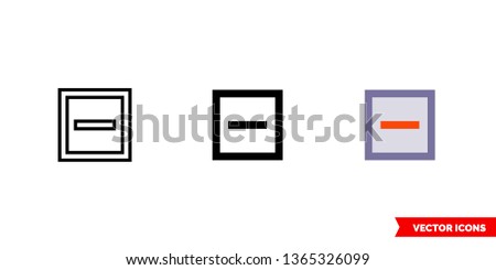 Indeterminate checkbox icon of 3 types: color, black and white, outline. Isolated vector sign symbol.