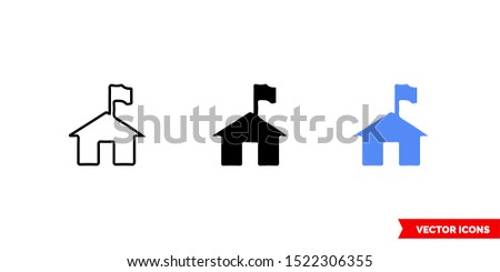 Map symbol ranger station icon of 3 types: color, black and white, outline. Isolated vector sign symbol.
