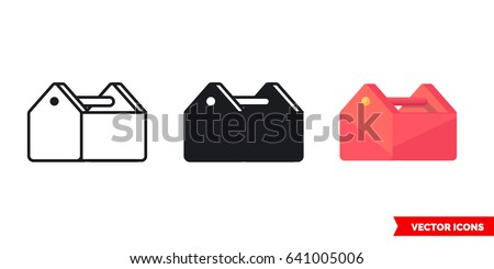 Toolbox icon of 3 types: color, black and white, outline. Isolated vector sign symbol.
