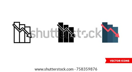 Loss icon of 3 types: color, black and white, outline. Isolated vector sign symbol.