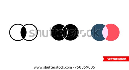 Merge icon of 3 types: color, black and white, outline. Isolated vector sign symbol.