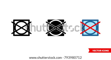 Do not tumble dry icon of 3 types: color, black and white, outline. Isolated vector sign symbol.