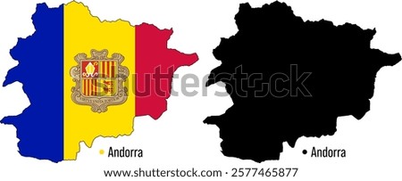 Andorra Map Flag. Map of Andorra flag of Andorra isolated on white background.