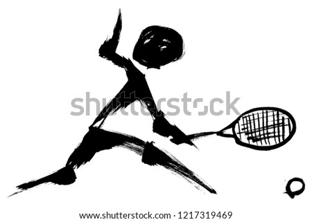 Brush painting tennis silhouette