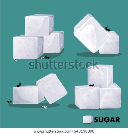 Sugar White Cube Set vector illustration