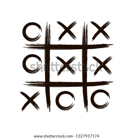 Game icon. Tic tac toe game with cross and circle. Tic tac toe on white background Vector illustration.