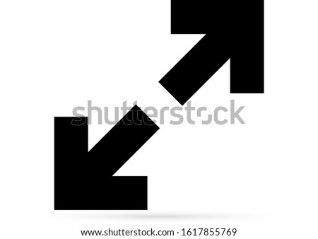 Arrow isolated on white. Extend icon. Resize sign. Diagonal. Enlarge art line symbol. Vector stock illustration