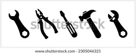 Stencil screwdriver pliers icon Hammer Tools clipart Vector stock illustration EPS 10