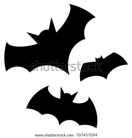 Halloween black bat icon set. Bats Silhouettes. Halloween symbol.