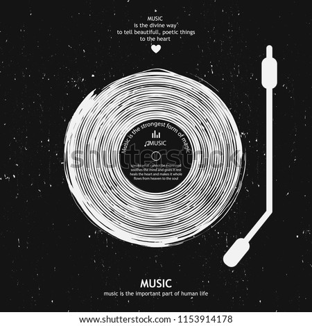 Musical poster for your design. Music elements design for card, invitation, flyer. Music background vector illustration. Vinyl record.