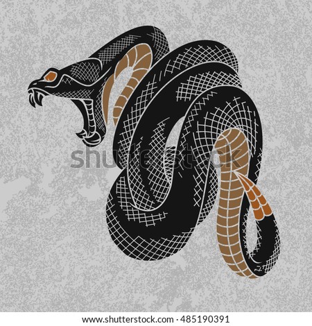 Viper snake vector illustration. Ink technique, good for poster, sticker, tee shirt design.