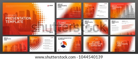 Business powerpoint presentation templates set. Modern keynote presentation background, brochure cover design, brand guidelines, proposal, pitch deck template, annual report, company profile.