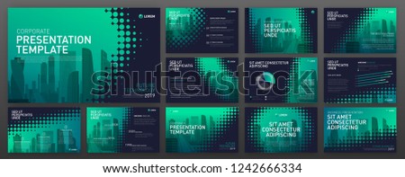 Business presentation templates set. Use for powerpoint background, keynote template, ppt layout, brochure design, landing page, website slider, corporate annual report.