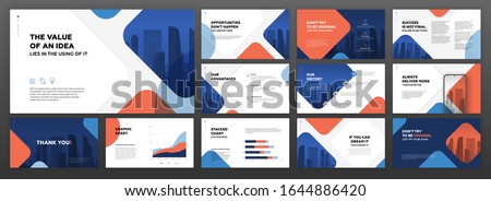 Powerpoint business presentation template. Modern keynote presentation background, brochure cover design, brand guidelines, pitch deck, annual report, company profile, facebook banner, proposal.