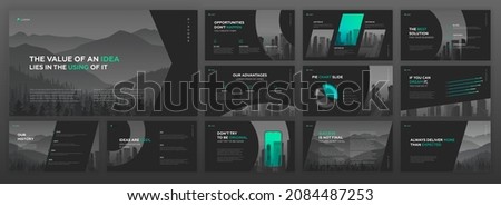 Creative powerpoint presentation templates set. Use for creative keynote presentation background, brochure design, website slider, landing page, annual report, company profile, ppt layout.
