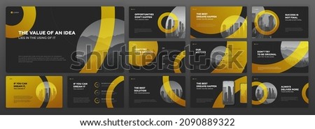 Modern powerpoint presentation templates set with circle shapes. Use for modern keynote presentation background, brochure cover design, website slider, landing page, annual report, company profile.