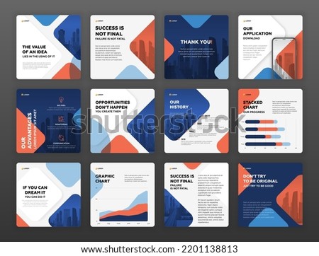 Social media post templates set with cityscape vector illustration on background. Square posts layouts for personal blog.