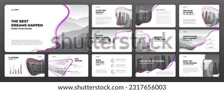 Powerpoint presentation templates set. Use for modern Keynote presentation background, brochure cover design, website slider, landing page, google slides template, annual report, company profile.