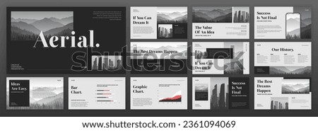 Creative Powerpoint presentation templates set. Modern Keynote presentation background, brochure design, proposal, pitch deck, brand guidelines, google slides template, annual report, company profile.