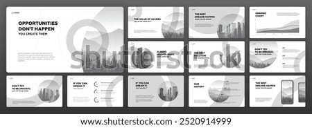 Modern Powerpoint presentation template. Creative Keynote presentation background, brochure design, brand guidelines, pitch deck, landing page, annual report, company profile, Google slides template.