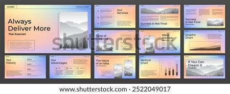 Modern Powerpoint presentation template. Creative Keynote presentation background, brochure cover design, brand guidelines, landing page, annual report, company profile, Google slides template.