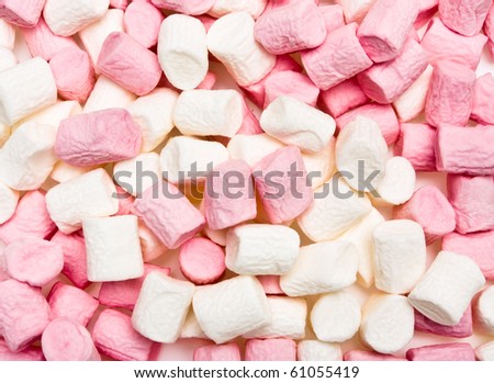 background or texture of pink and white Soft small marshmallows.