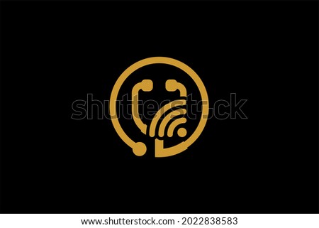 Doctor online virtual services logo design vector. Consultation to doctors via digital remote illustration symbol. Telemedicine service vector logo. Stethoscope and signal vector icons.