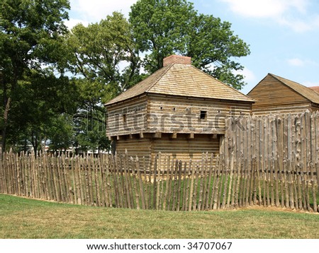 Wooden Fort From 1800'S Wall And Blockhouse Stock Photo 34707067 ...