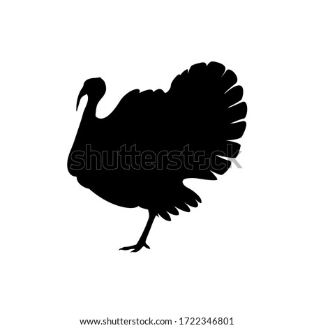 Silhouette turkey on white background. Farm animals collection. Icon.