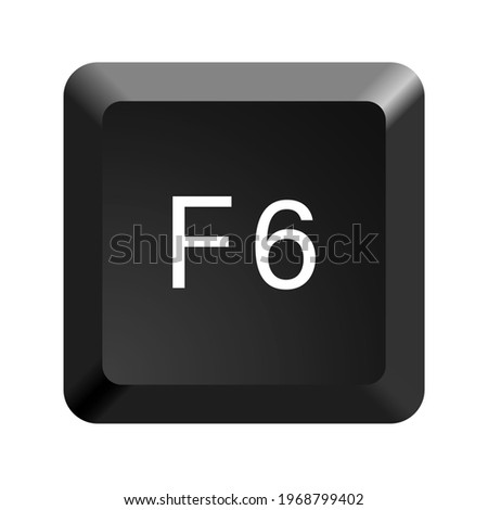 Key with with F6 symbol. Black computer keyboard. Button icon vector illustration. 